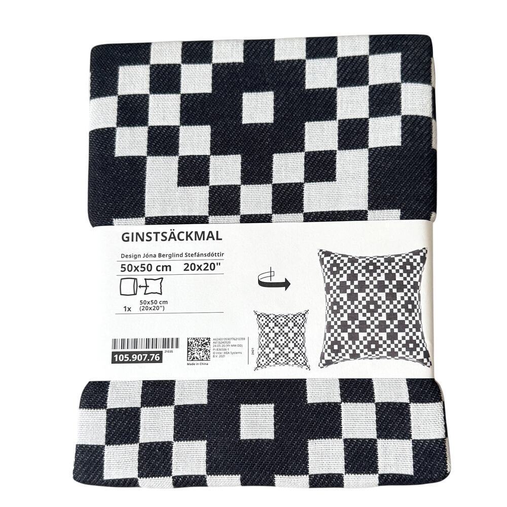 IKEA GINSTSACKMAL Black & White Pillow Cover  20x20 " (Similar to Dark Gray)